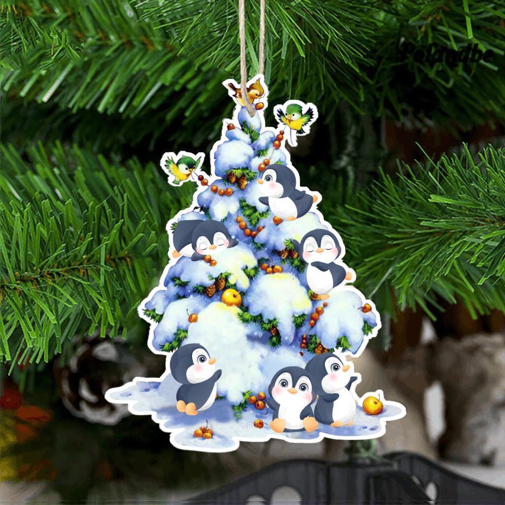 Penguin Christmas snow tree Shape Ornament Gift for you, gift for him, gift for her, gift for Penguin lover