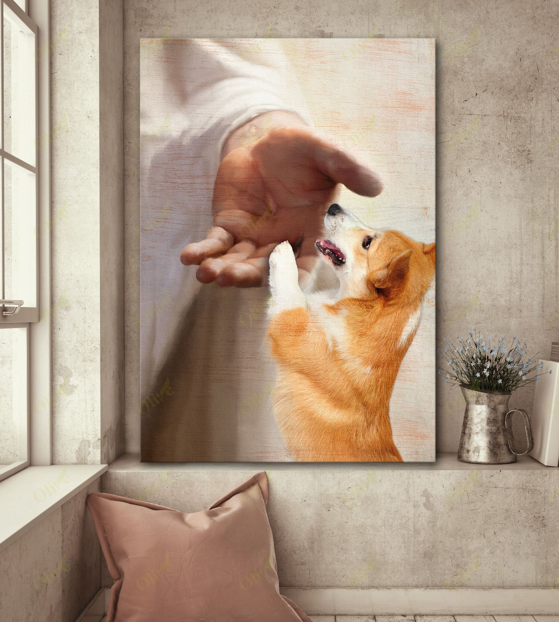 Corgi – Take My Hand Canvas And Poster | Wall Decor Visual Art