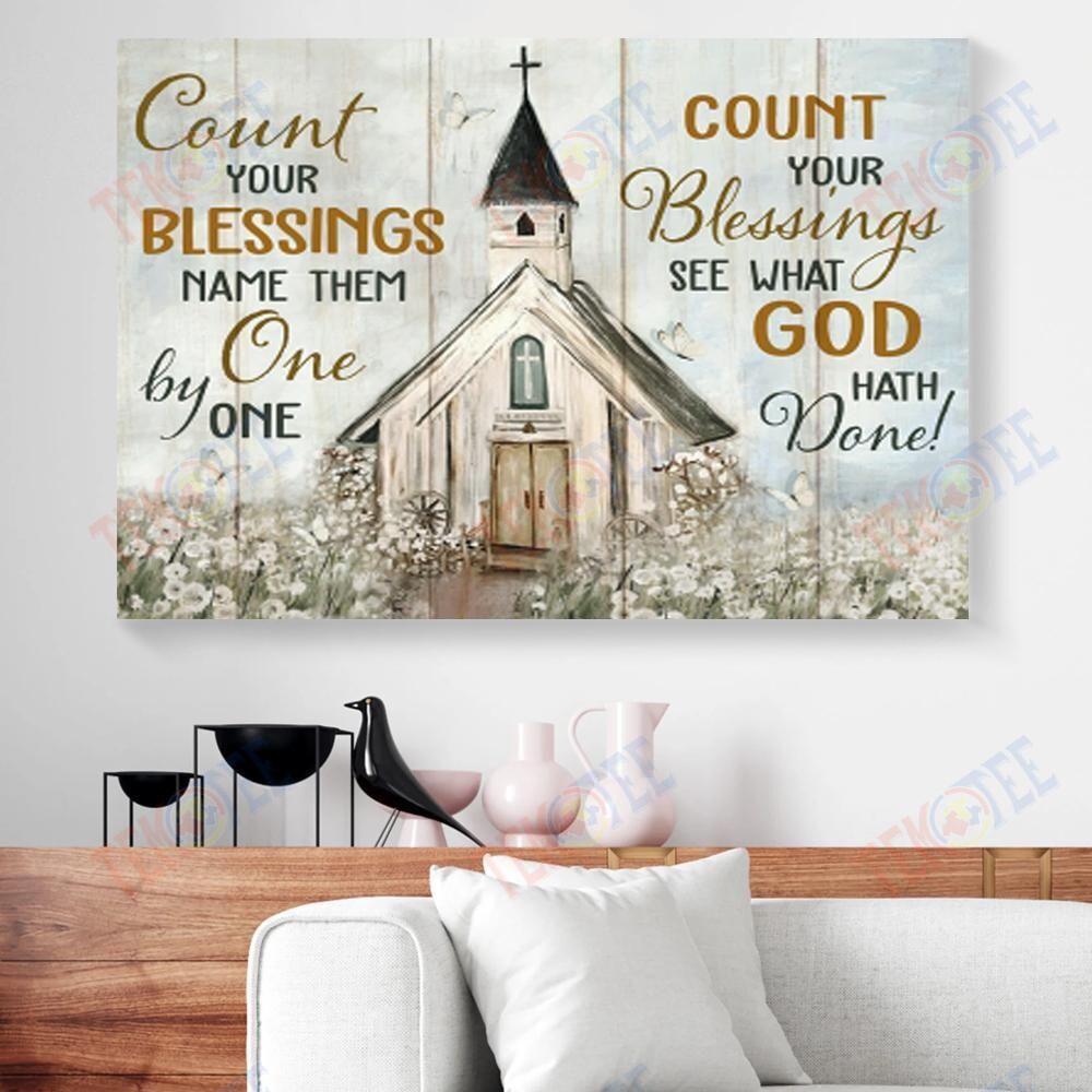 Canvas Art Prints Count Your Blessings Name Them By One Church Jesus Horizontal Canvas Wall Art Elegant Living Room Bedroom Bathroom Home Decoration