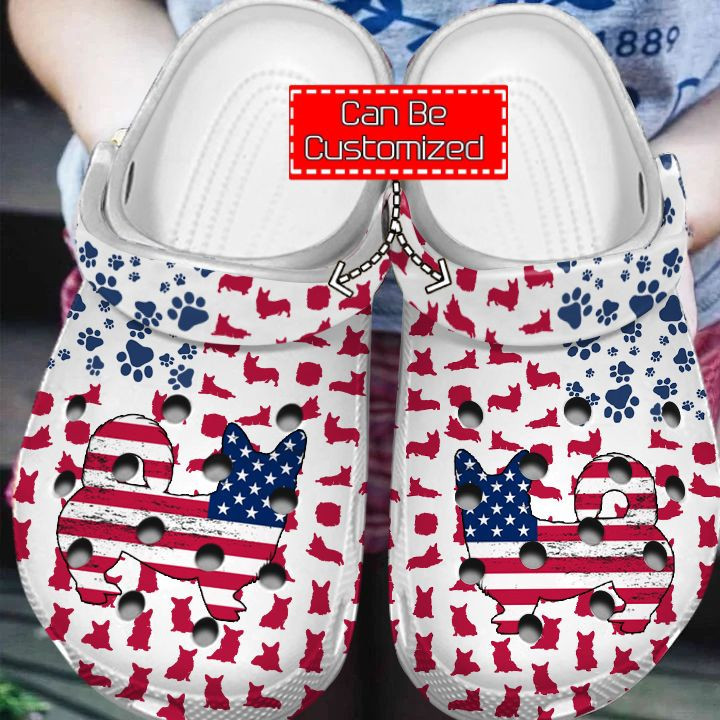 Animal Print – Corgi American Flag Clog Shoes For Men And Women