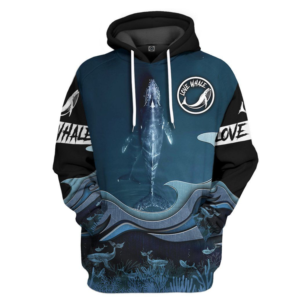 3D Whale Watching Love Whale Custom Tshirt Hoodie Apparel