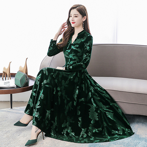 2022 Vintage Solid Velvet Midi Dress Autumn Winter Long Sleeve Evening Maxi Dress Elegant Women Bodycon Party Chic Prom Vestidos alx