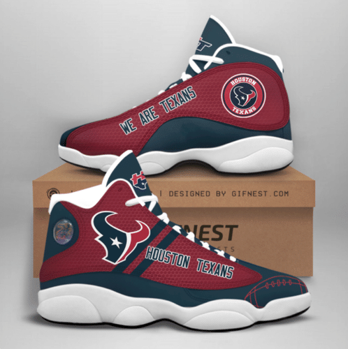 Nna161217 Houston Texans Custom Air Jordan Shoes Jordan-13 White