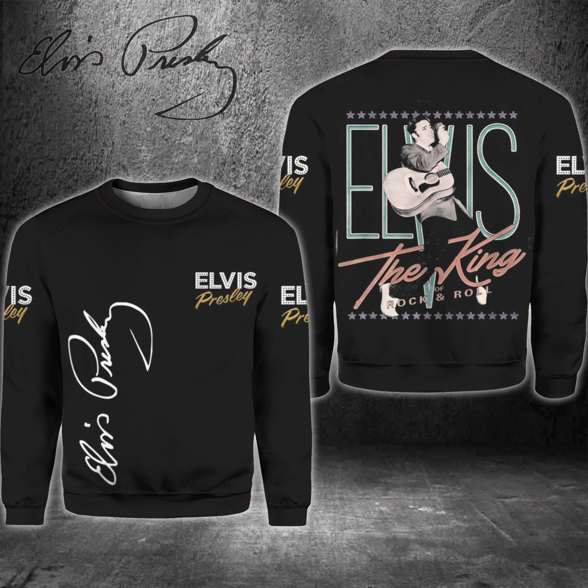 Elvis Presley Crewneck Sweatshirt 3Cs-A6J5