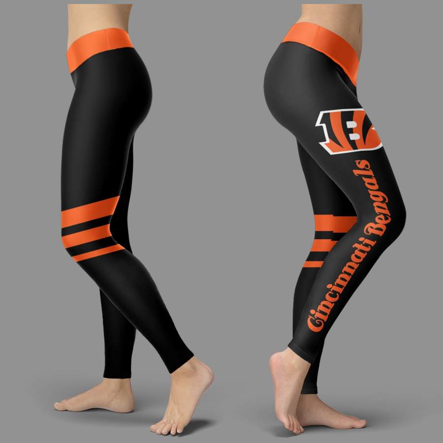 Through Great Logo Spread Body Striped Circle Cincinnati Bengals Leggings