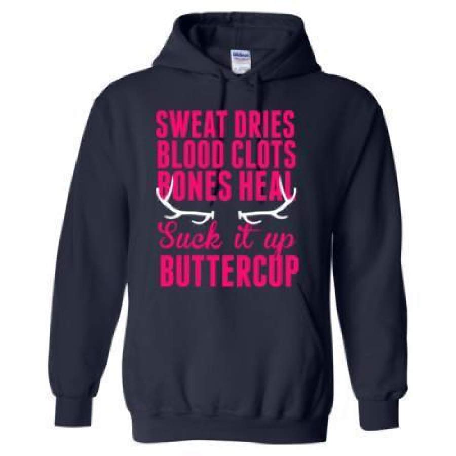 AGR Sweat Dries Blood Clots Bones Heal Suck It Up Buttercup – Heavy Blend™ Hooded Sweatshirt