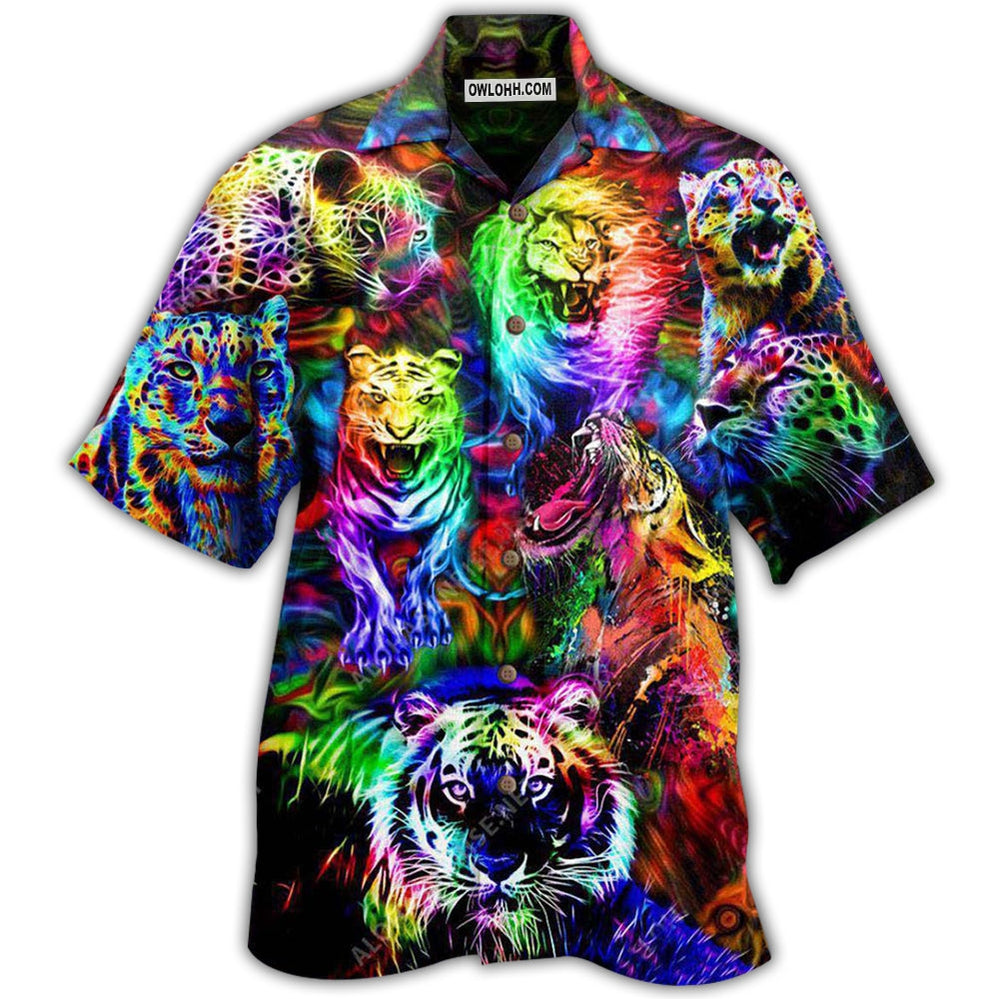 Animals King Of The Jungle Lion Tiger Leopard With Full Colors – Hawaiian Shirt  – Owl Ohh