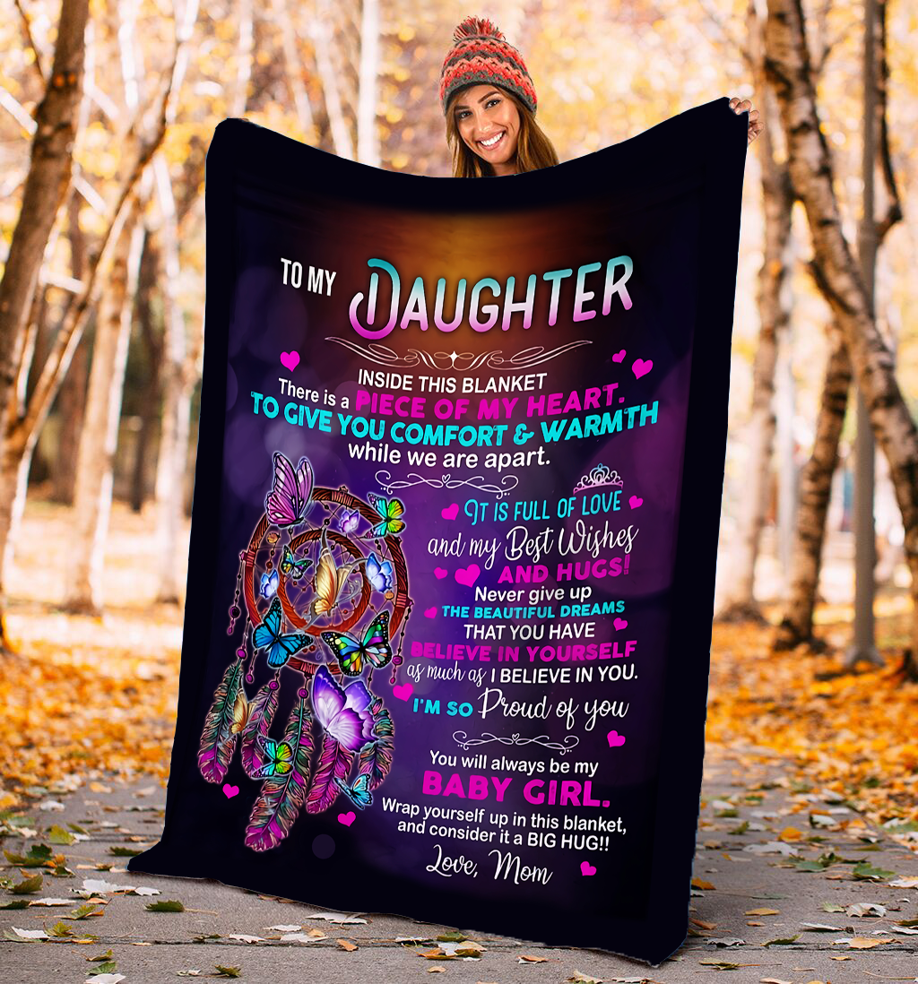 To My Daughter Dreamcatcher Butterfly – Gift For Daughter Unique Gifts Ideas For Home Decor Gifts For Family – Fleece Blanket Sherpa Blanket