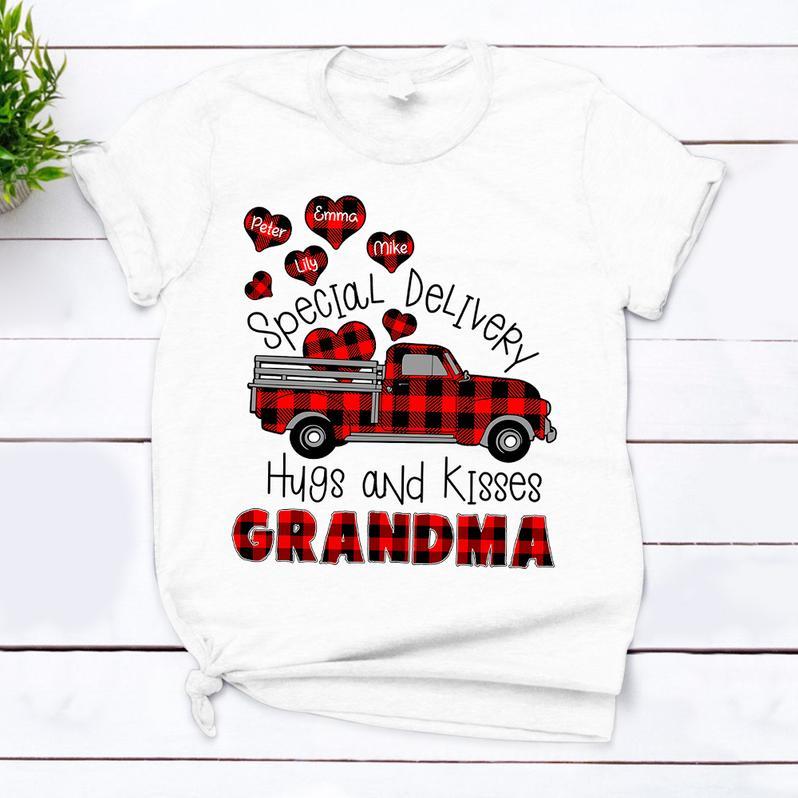 Special Delivery Hugs and Kisses Grandma With Grandkids Personalized T-Shirt