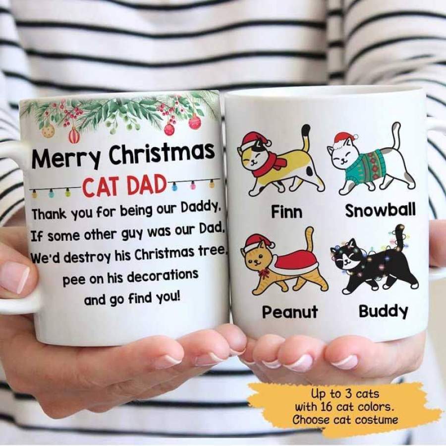 Merry Christmas Cat Dad Mom Personalized AOP Coffee Mug