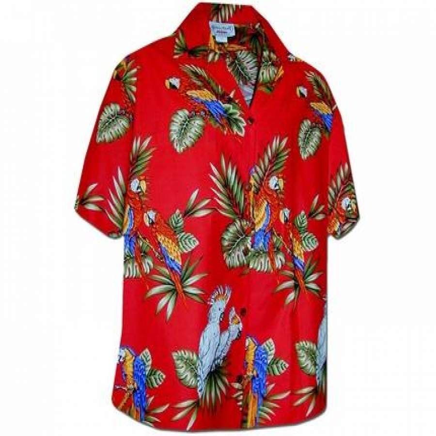 Macaws And Cockatoos Red Hawaii Shirt Ha106333