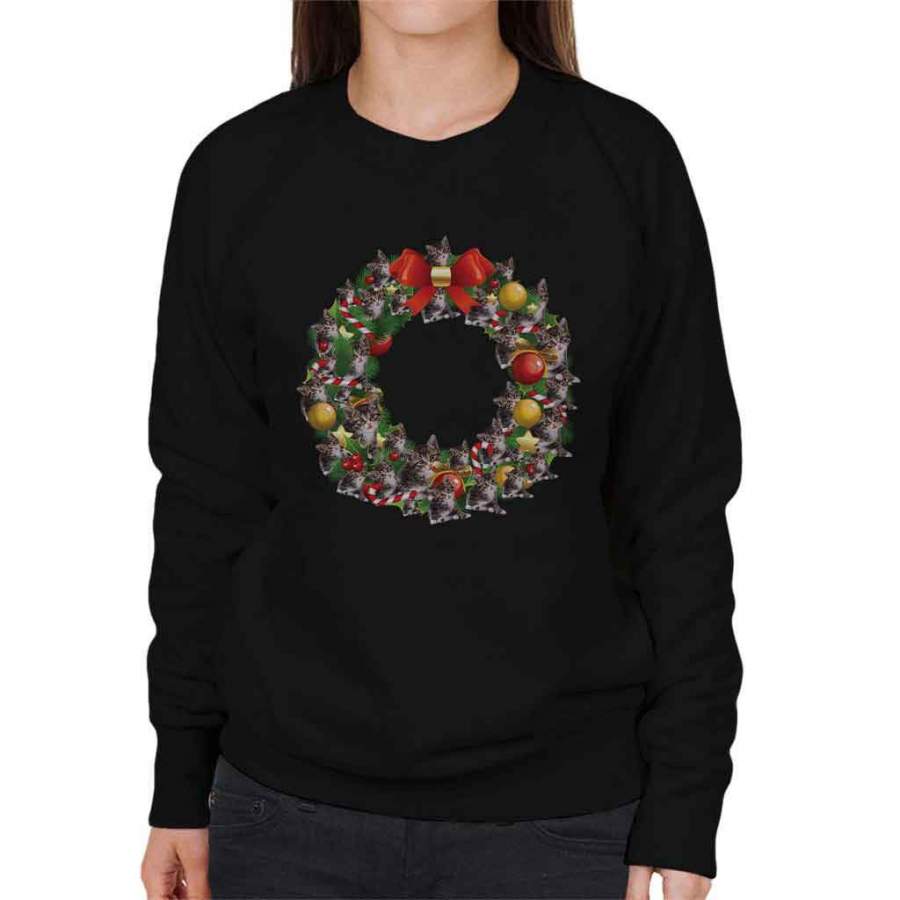 Christmas Kittens Multi Wreath Women’s Sweatshirt