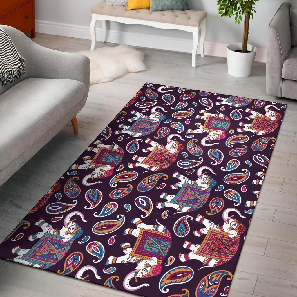 Bohemian Elephant Area Rug Carpets, Living Room Rugs, Floor Decor