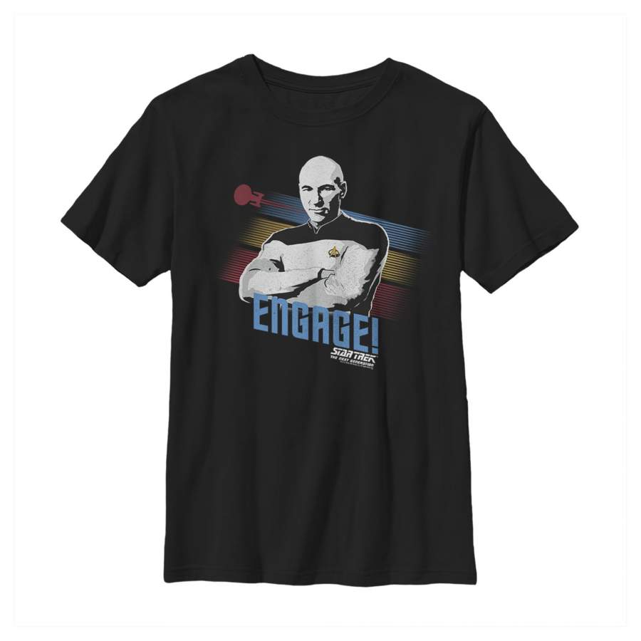 Star Trek Boy’s Next Generation Picard Engage  T Shirt