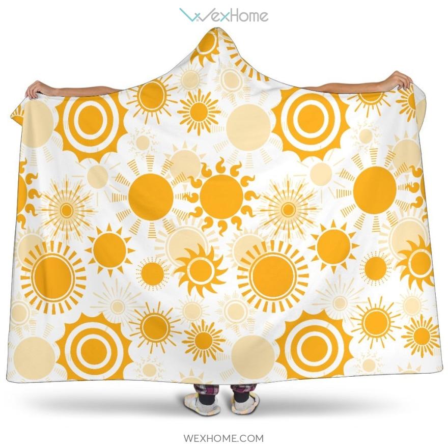 Sun Design Pattern Hooded Blanket