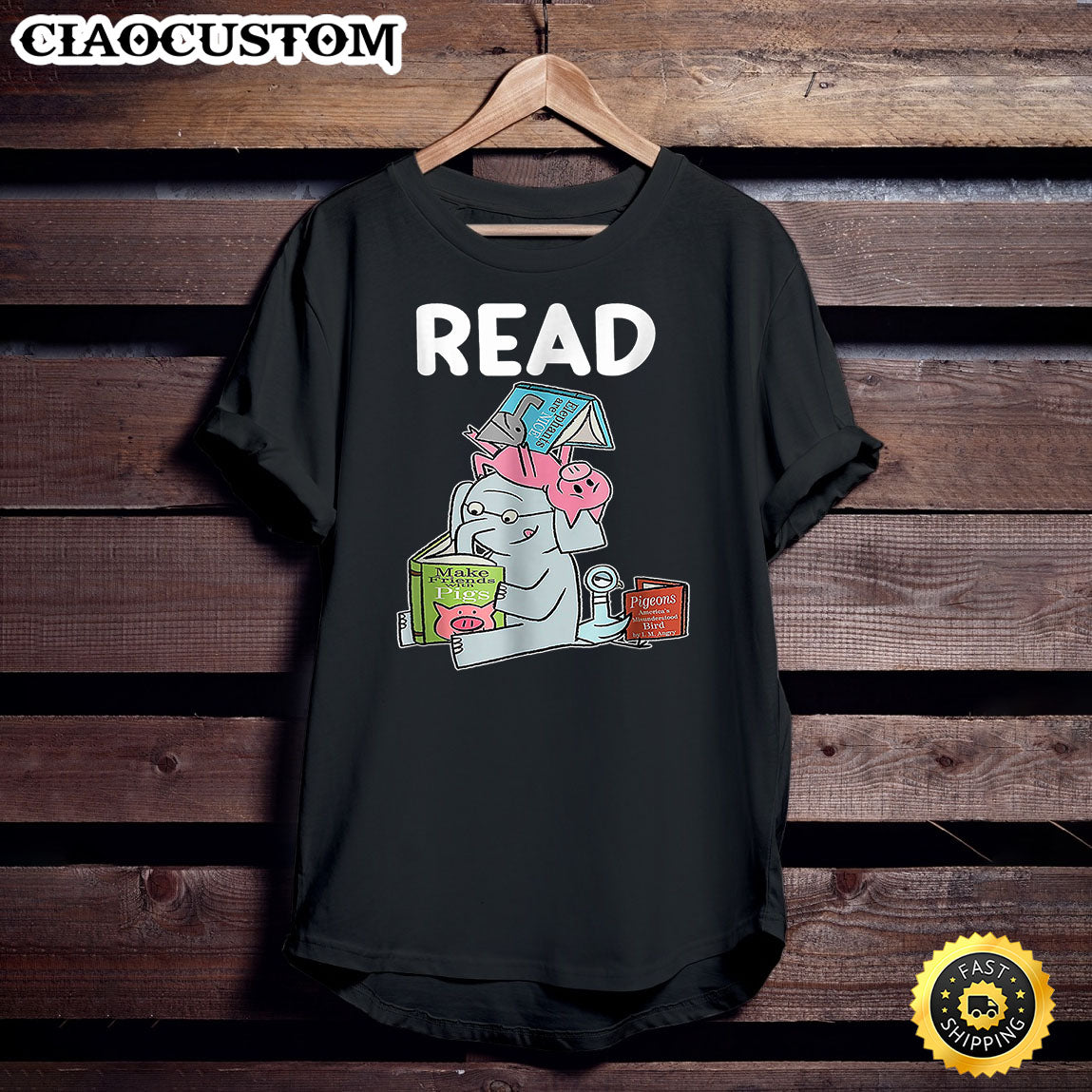 Funny Teacher Library Read Book Club Piggie Elephant Pigeons T-Shirt – Tshirt For Book Lovers