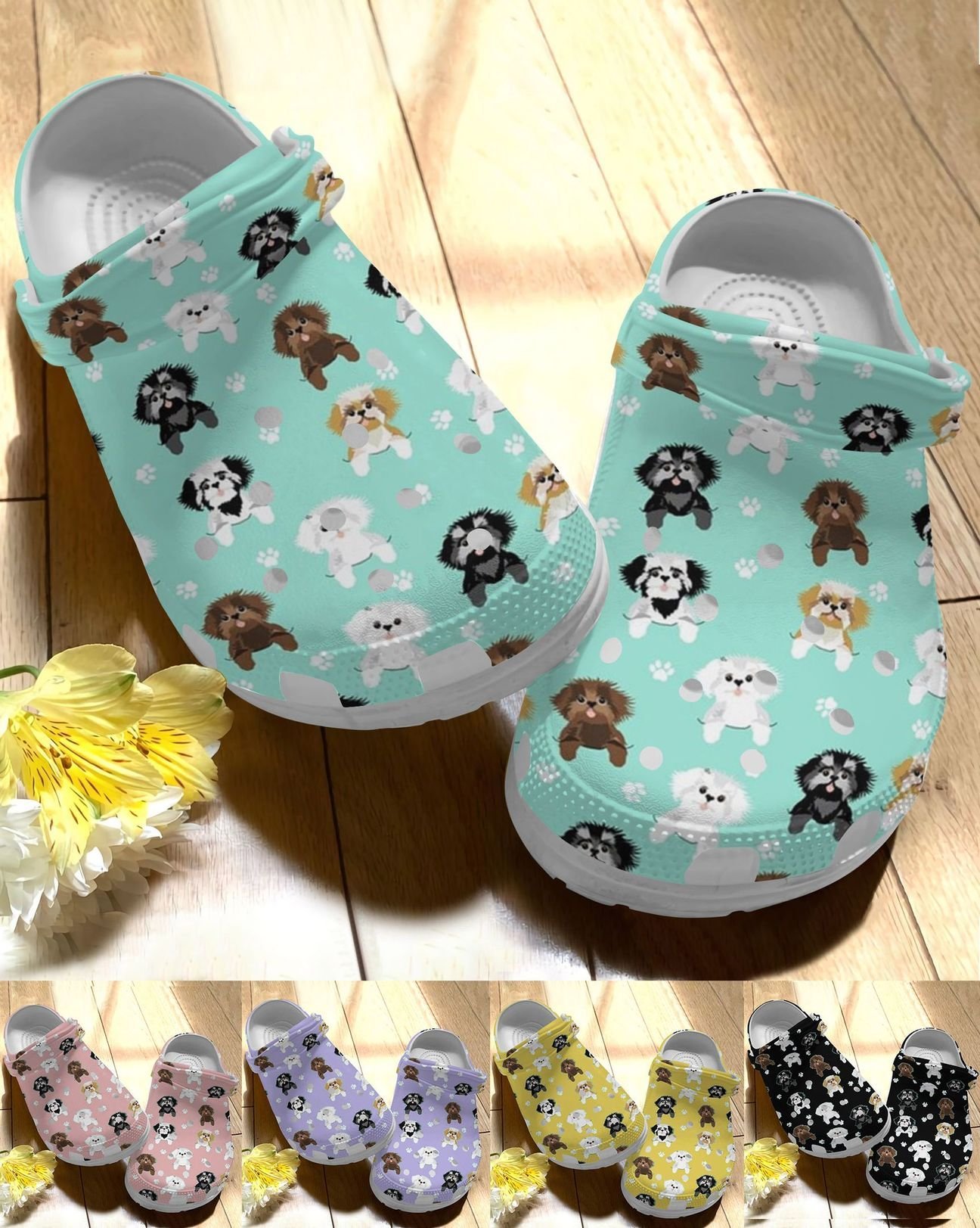 Shih Tzu Personalize Clog, Custom Name, Text, Fashion Style For Women, Men, Kid, Print 3D Lovely Tzu 5 Colors