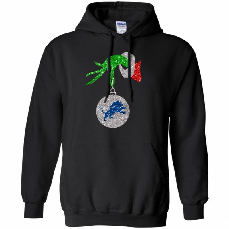 Detroit Lions Glitter Grinch Monogram Ornament Christmas Gift Hoodies T-Shirt