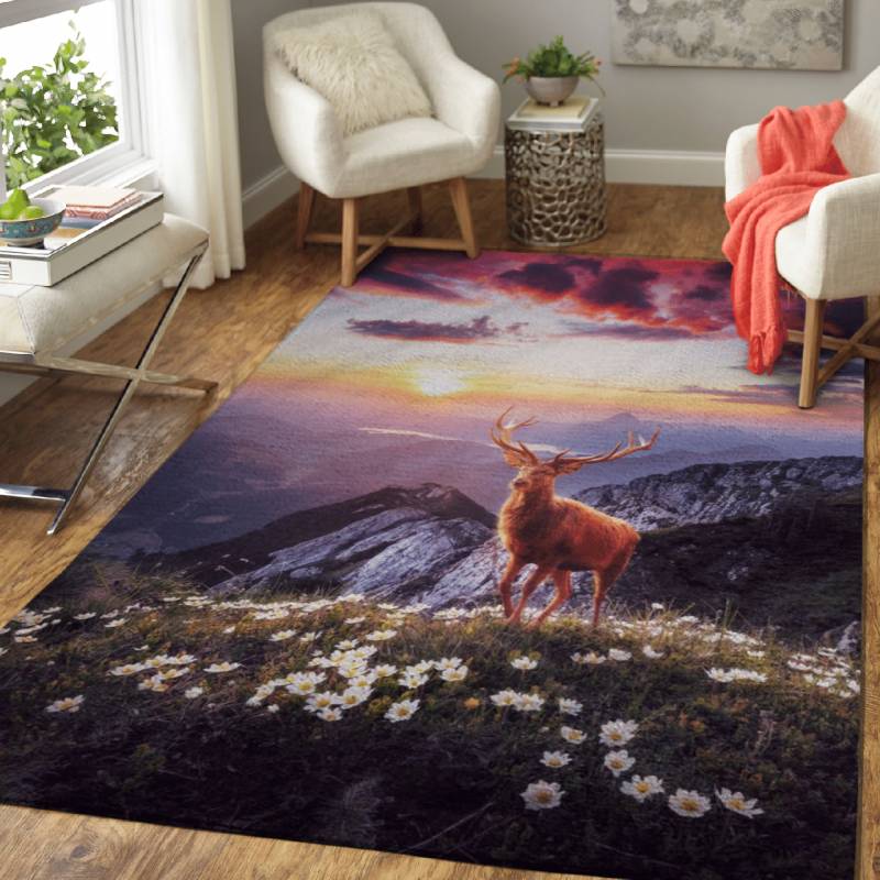 Sunset in the Mountains – Animals Area Rug Carpet