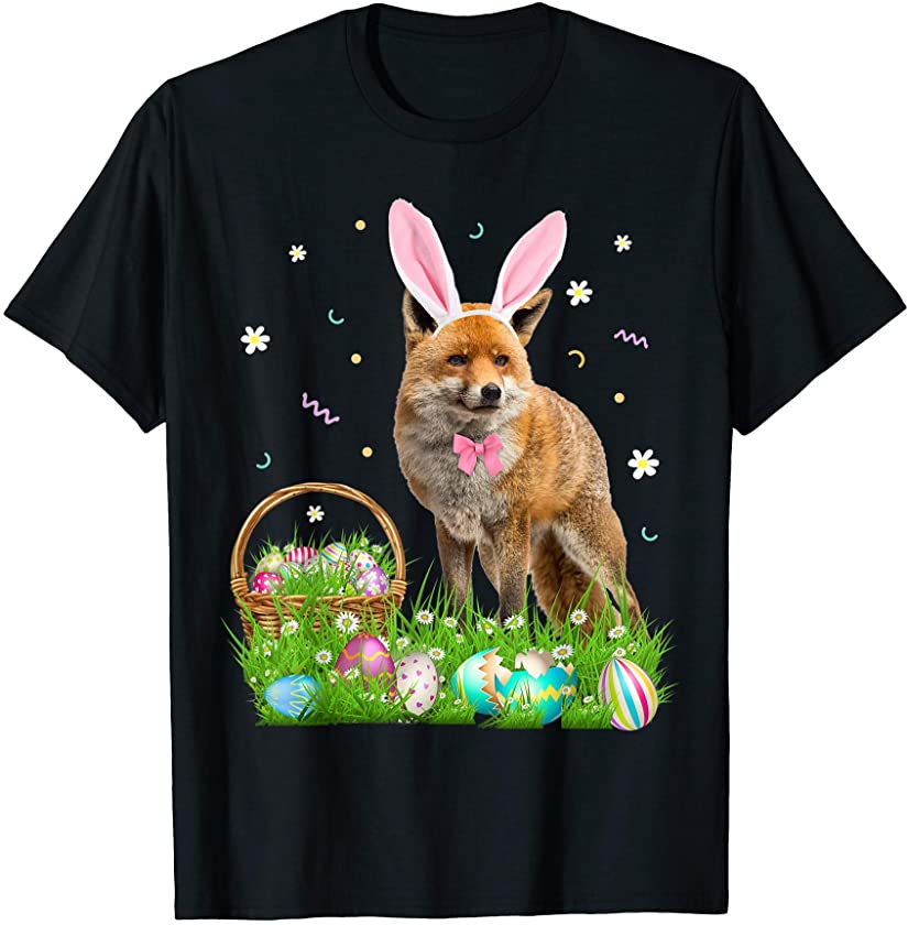 Cute Fox Easter Day Bunny Eggs Easter Costume Womens T-Shirt