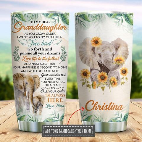 To My Granddaughter Elephant Personalized Kd2 Stainless Steel Tumbler, Personalized Tumblers, Tumbler Cups, Custom Tumblers