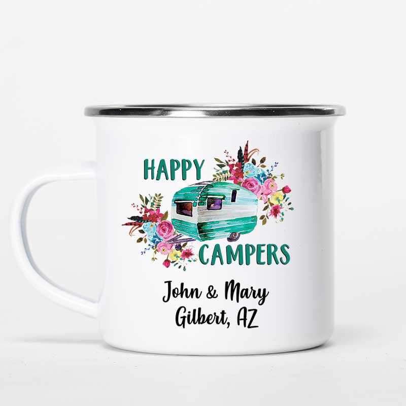 Floral Happy Campers Personalized Campfire Mug