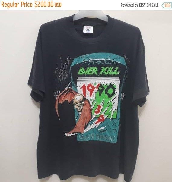 Vtg 1990 Overkill Shirtpromo Down Of The Decade North American Tour Concert Thrash Metal Band Tops Merchandise 90S Shirt