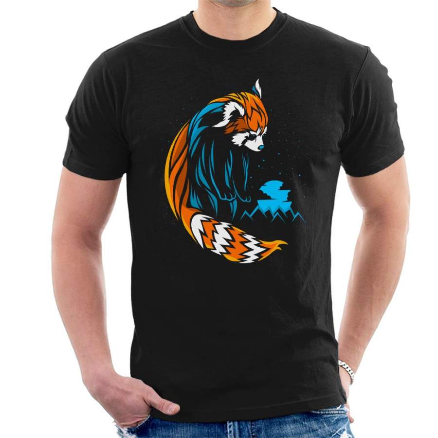 Red Panda Lines Blue Men’s T-Shirt