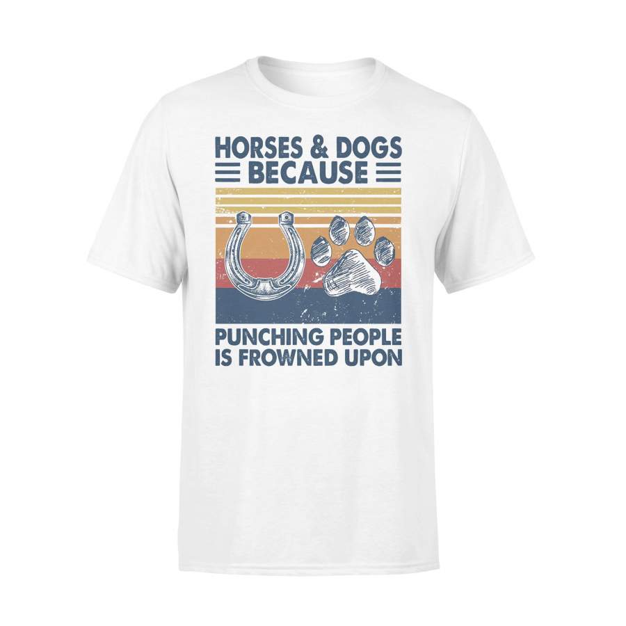 Horses And Dogs Because Punching People is Frowned Upon Vintage Retro T-shirt