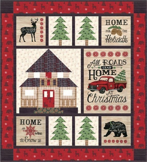 Strain Cabin Christmas Holiday Quilt Ciunq