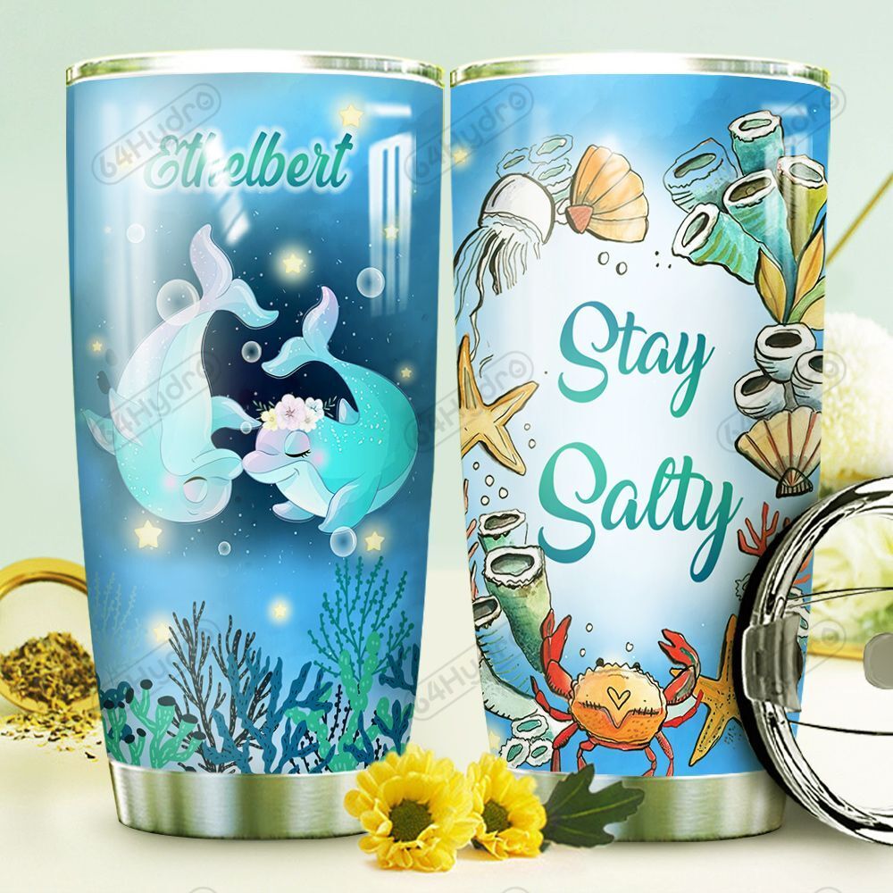 Dolphin Personalized Stainless Steel Stainless Steel Tumbler Customize Name, Text, Number Dmbsm