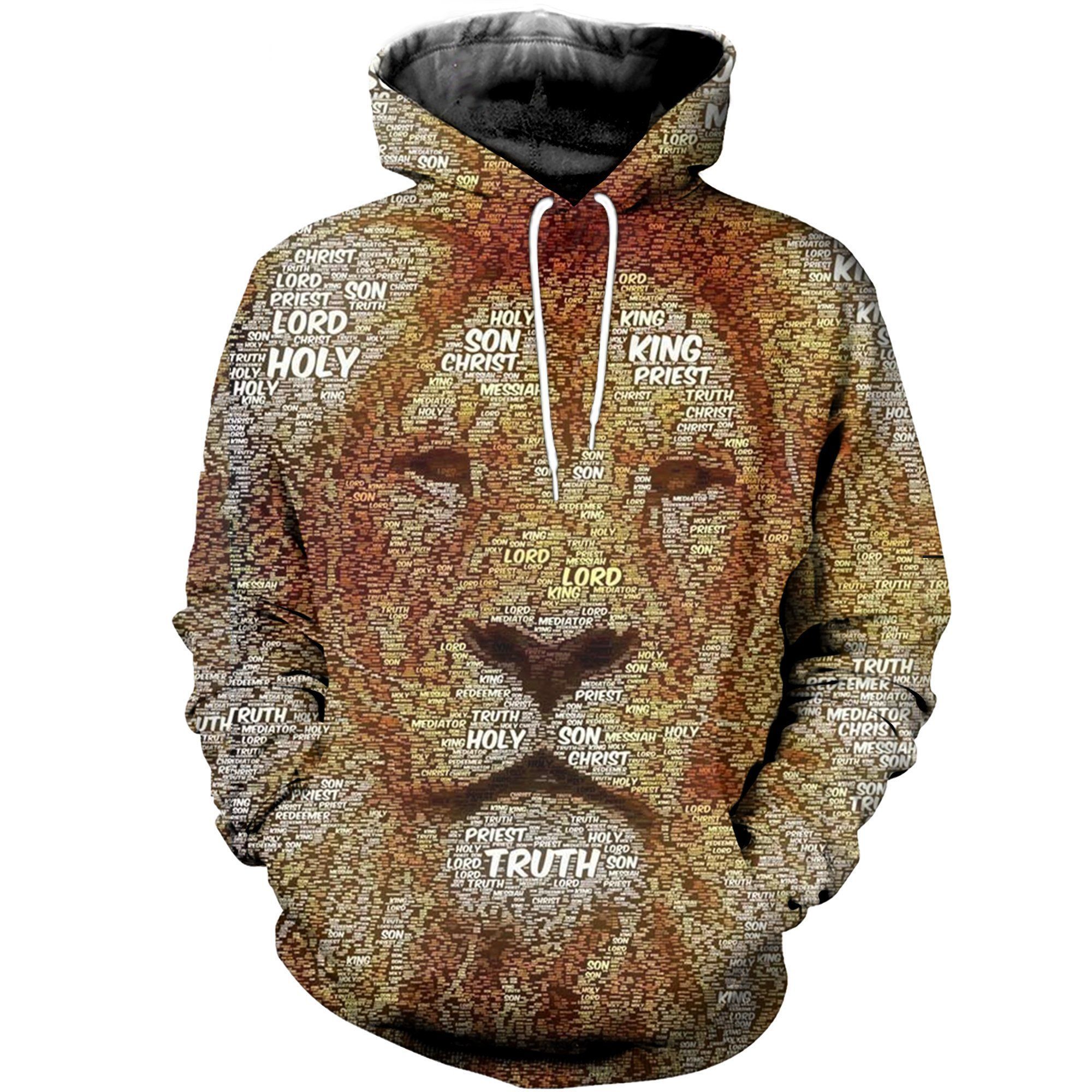 3D All Over Printed Lion Words Hoodie