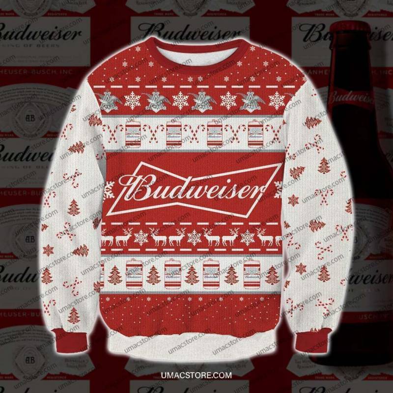 Budweiser 0909 Knitting Pattern 3D Print Ugly Christmas Sweatshirt