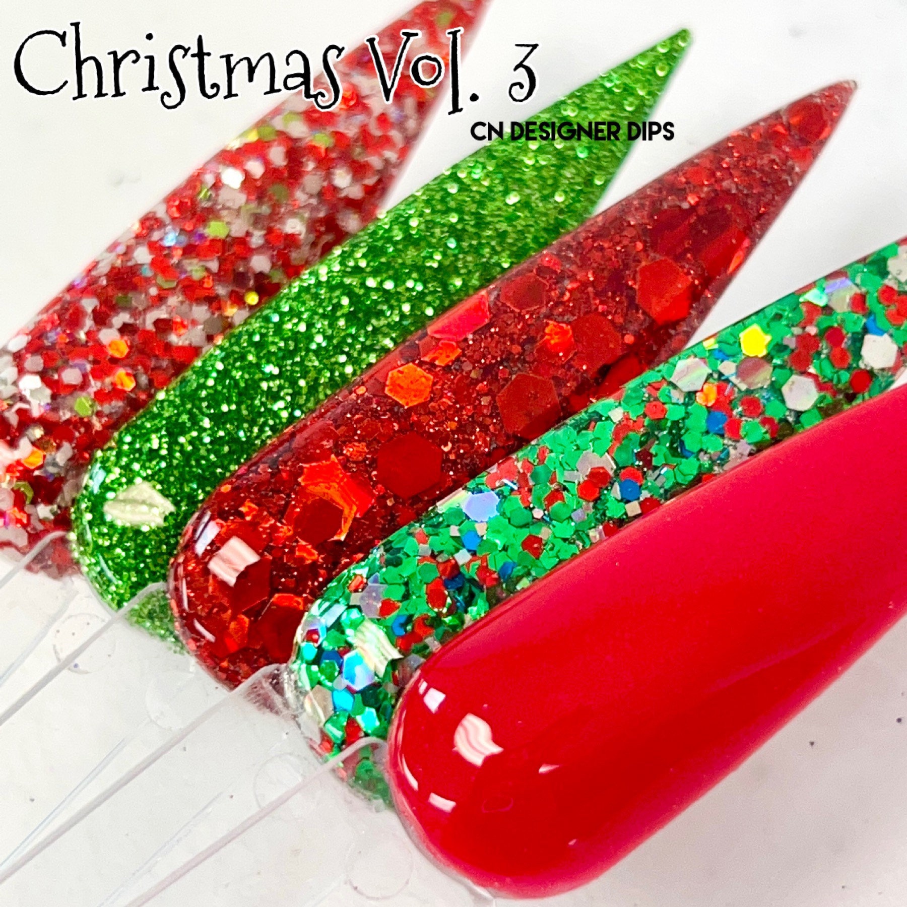 Christmas Vol 3- dip powder, dip powder for nails, Christmas dip powder, Christmas, acrylic, acrylic powder, acrylics, Christmas nails, nail