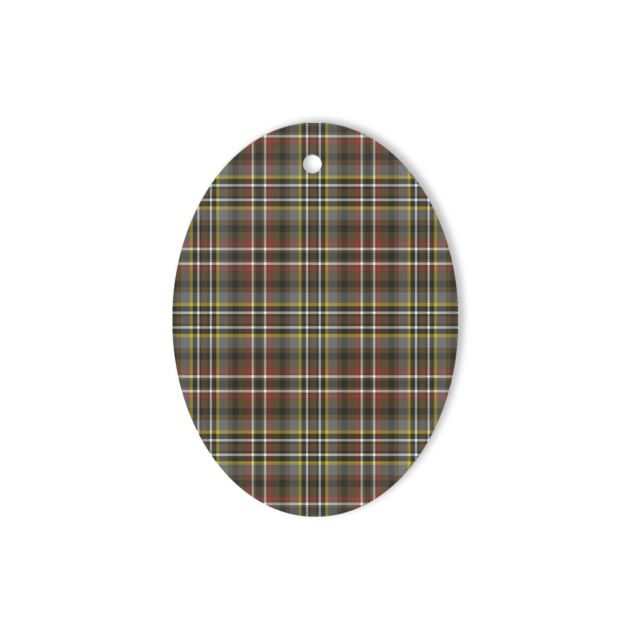 Scott Green Weathered Tartan Oval Ornaments, Christmas Tree Ornament, Plaid Christmas Ornaments, Ceramic Oval Christmas Tree Decoration