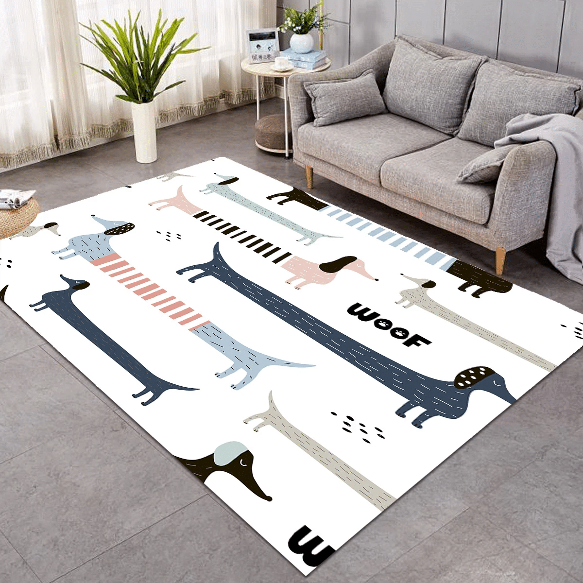 Woof Dachshund Rug Living Home Decor