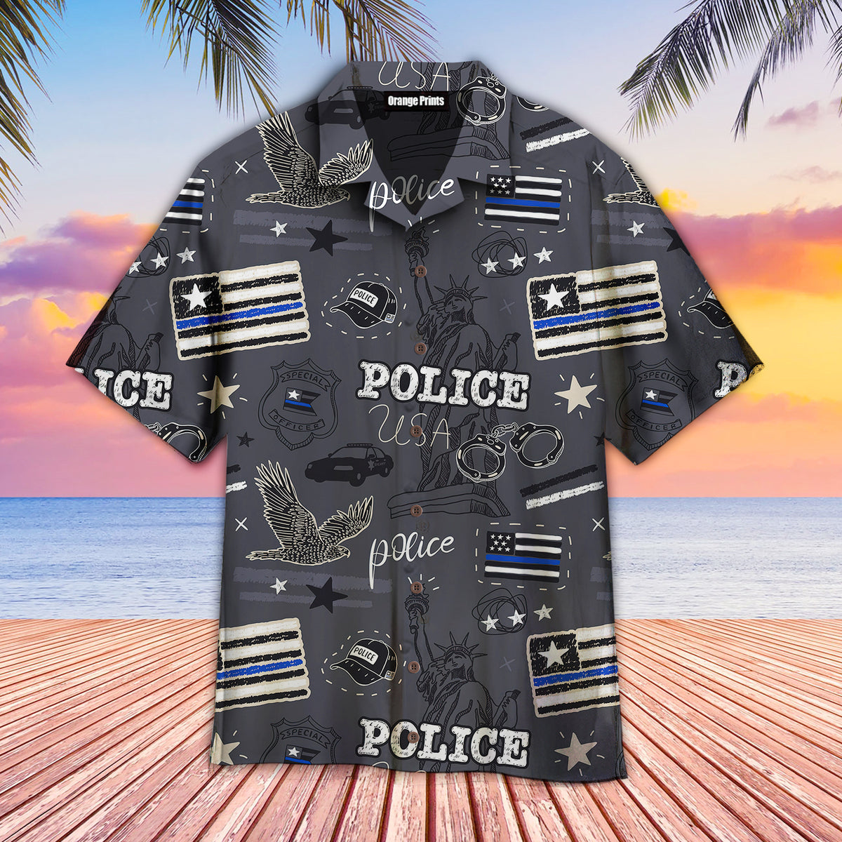 Cool Usa Police Flag Aloha Hawaii Shirts For Men Women Ha35558