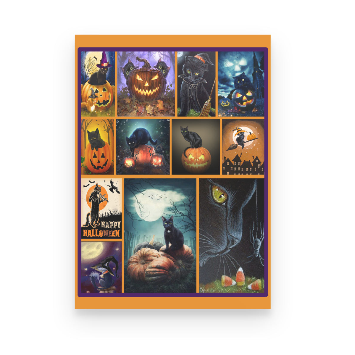 Black Cat Pumpkin Happy Halloween Poster Canvas