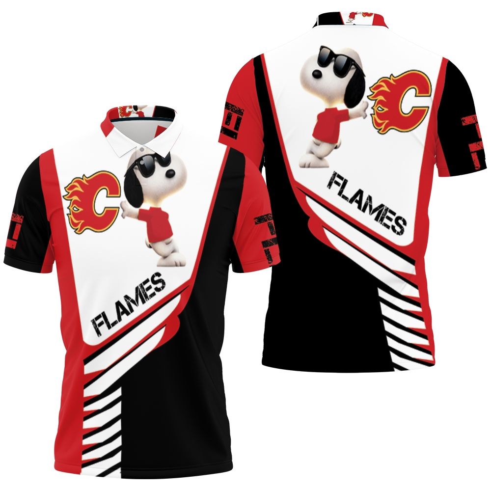 Calgary Flames Snoopy For Fans 3D Polo shirt