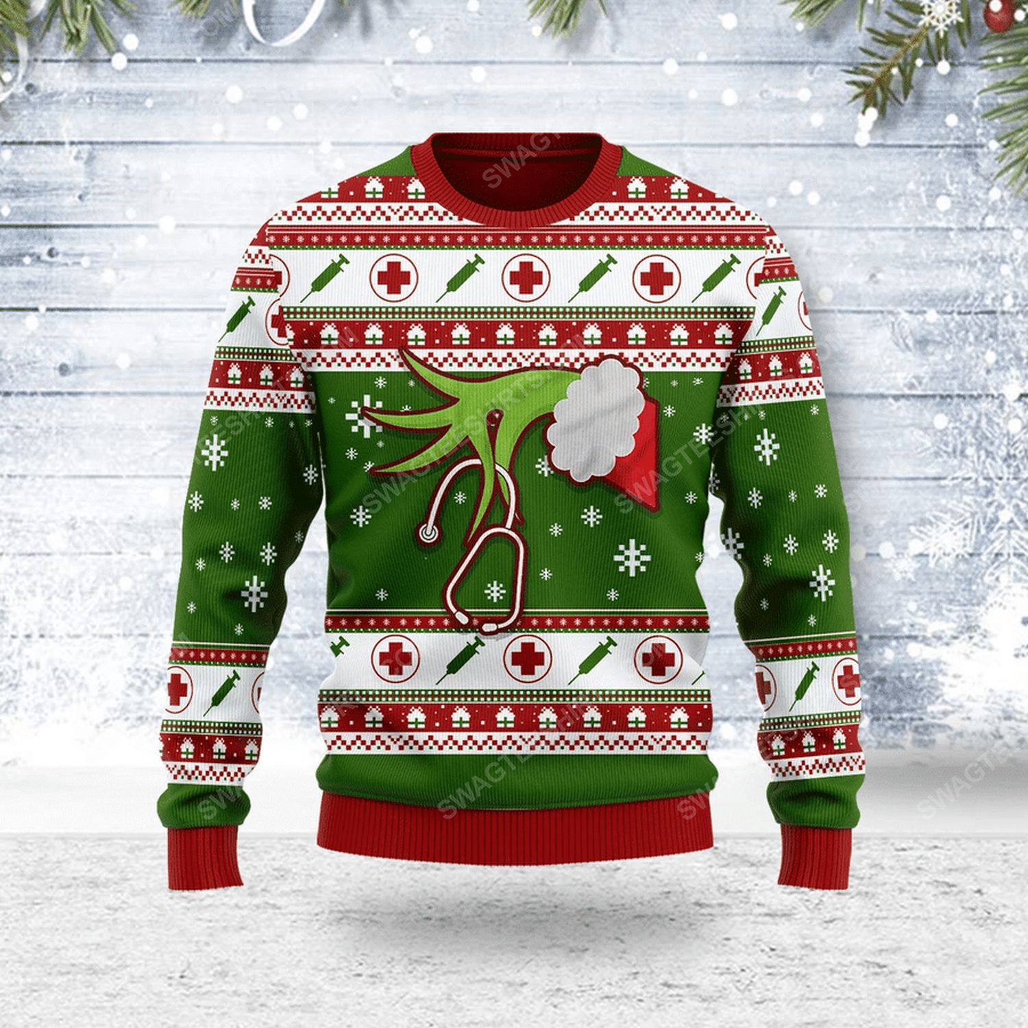 [Special Edition] The Grinch Nurse ​Ugly Christmas Sweater – Maria