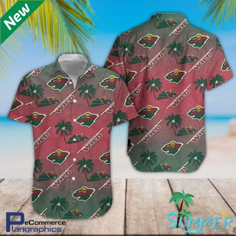 Minnesota Wild Ice Hockey Team Aloha Shirt Hawaiian Aloha Shirt Hawaiian Shorts Beach Short Shirt