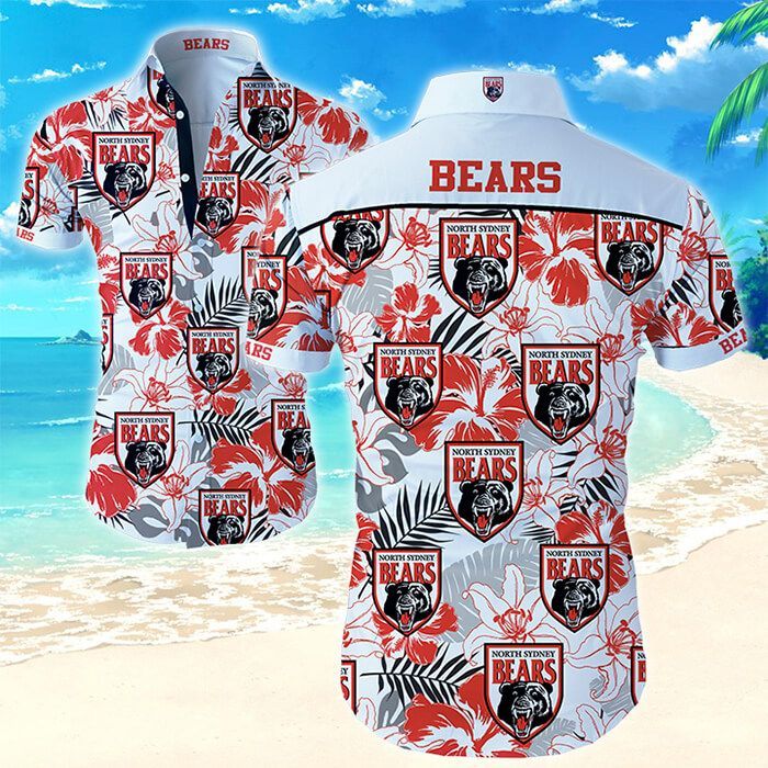 North Sydney Bears Hawaii Shirt Tropical Flower Short Sleeve Slim Fit Body Ha53413