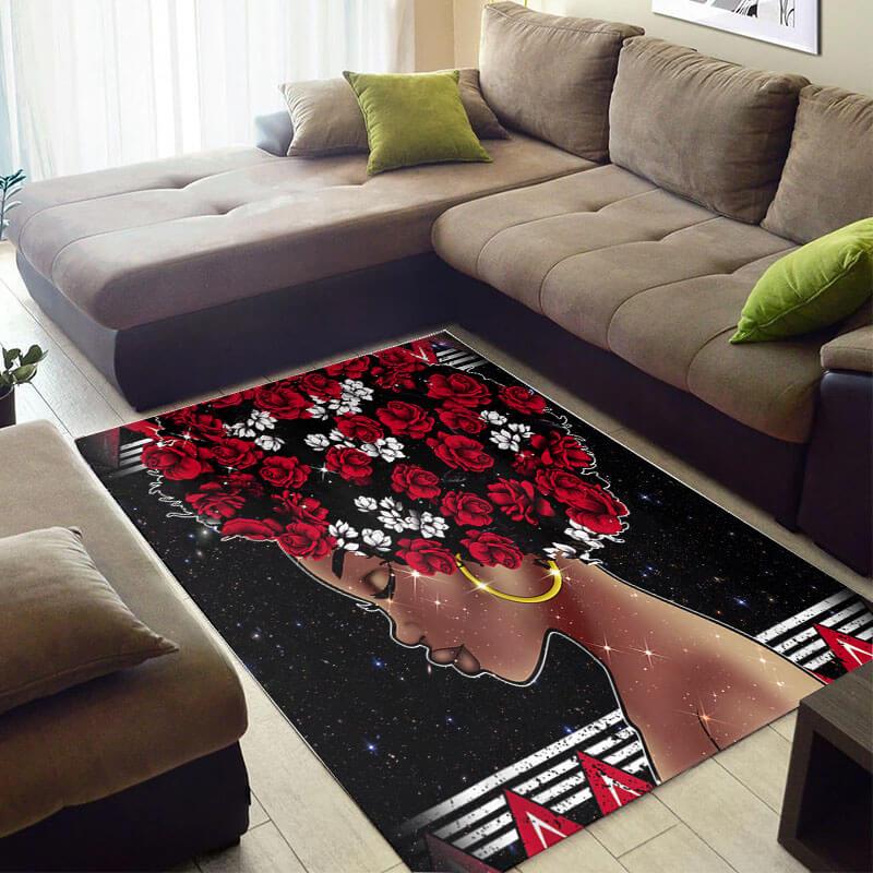 Trendy African Area Rug Cute African Print African Girl African Large Rug African Style Decor WBG4090