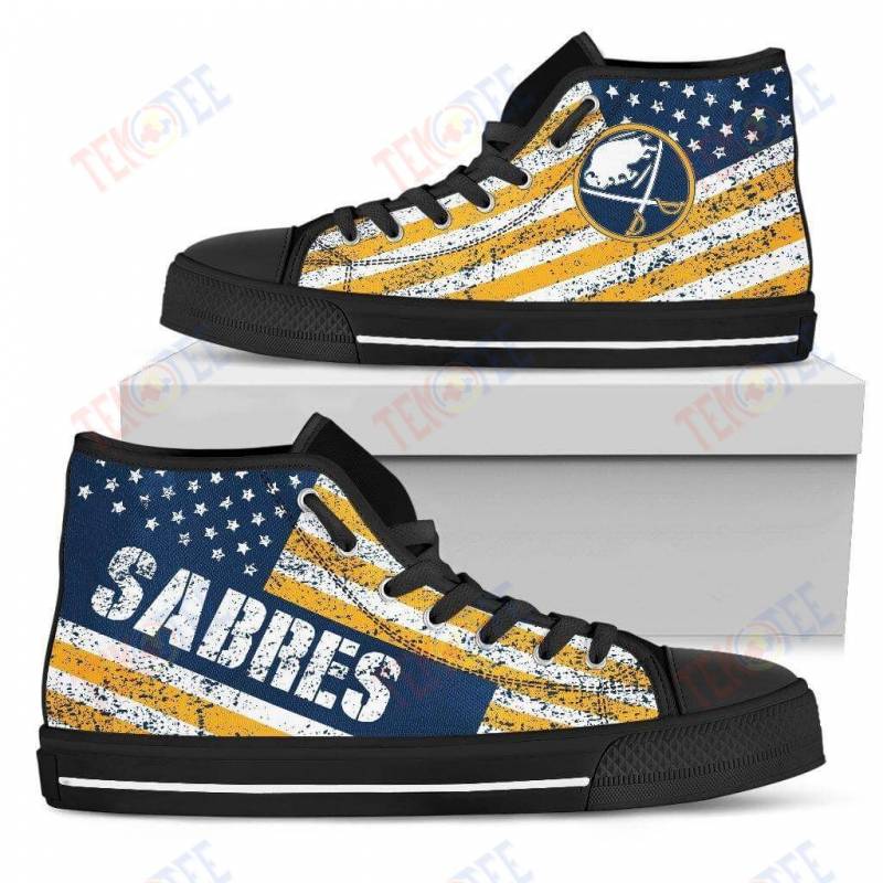 Mens Womens Buffalo Sabres High Top Shoes America Flag Italic Vintage Style TMT640