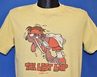 70s The Last Lap Funny Cartoon T-shirt  Vintage Tee 1777