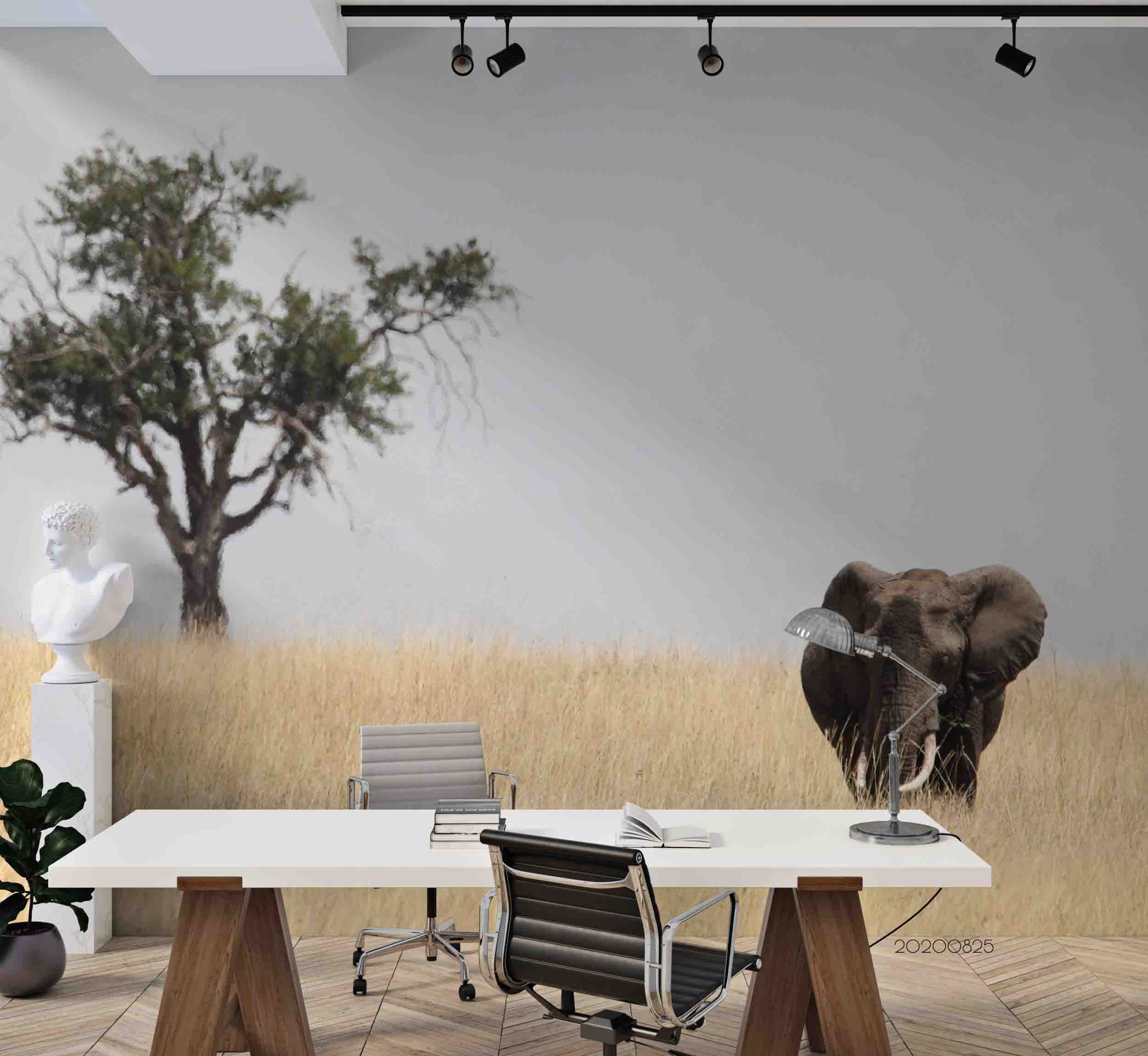 3D Wild Animal Elephant Tree Wall Mural Wallpaper Lqh 64