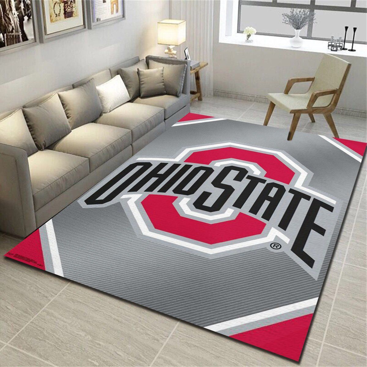 Collegiate The Ohio State University Buckeyes Logo Area Rugs, Living Room Bedroom Carpet