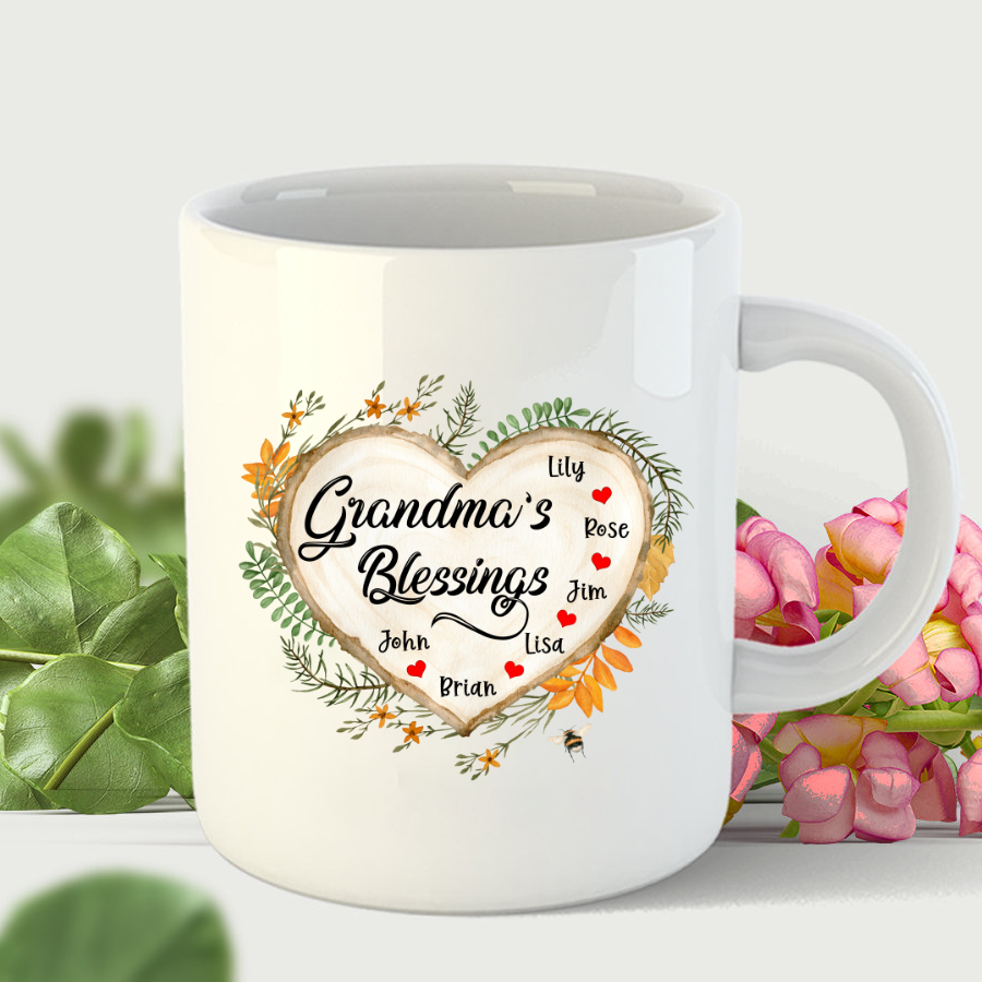 Grandma’S Blessings With Grandkids Names Mug