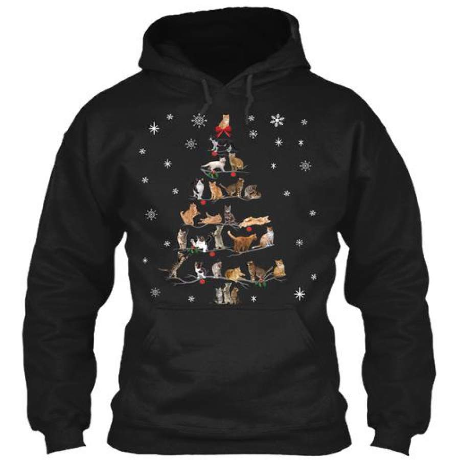Cat Christmas Tree Pullover Hoodie Christmas Gift Ideas