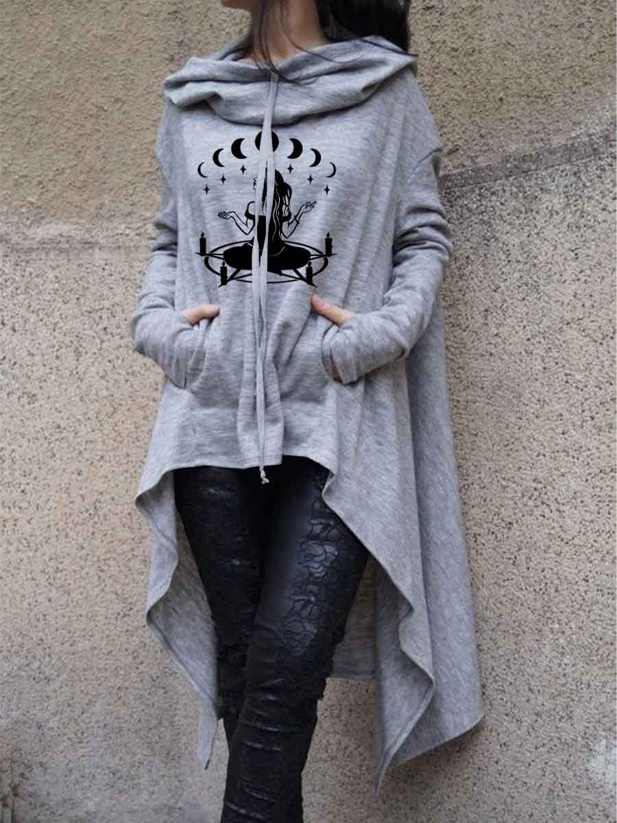 Women Witch Irregular Long Sleeve Halloween Sweatshirt alx